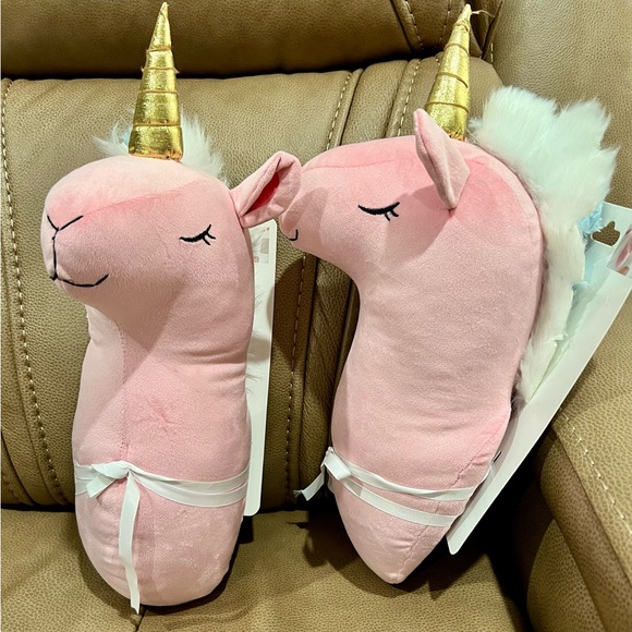 Other - Pink Unicorn Plush Wall Decor with Gold Horn